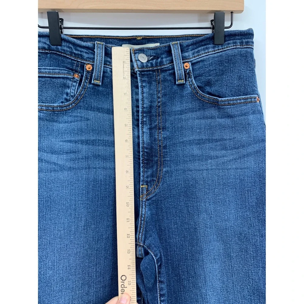 Levis Ribcage Bell Jeans Womens 30 Blue Flare Stretch High Rise Denim Pants